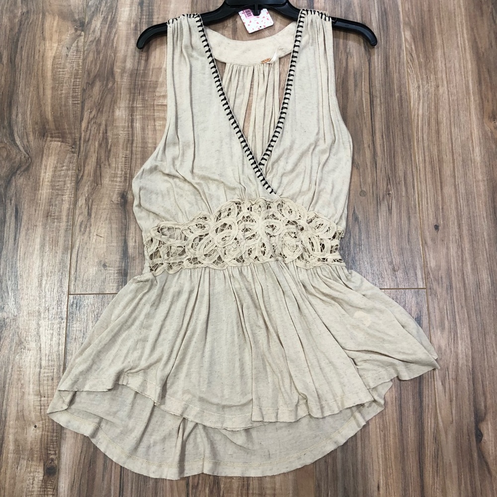 NWT Free People beige/brown blouse - Picture 2 of 6